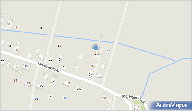 Strzyżów, Modrzewiowa, 71, mapa Strzyżów