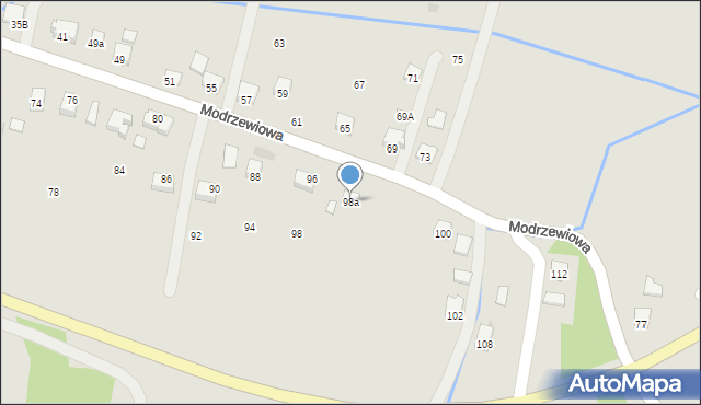 Strzyżów, Modrzewiowa, 98a, mapa Strzyżów