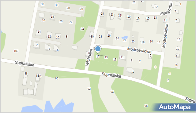 Studzianki, Modrzewiowa, 17, mapa Studzianki