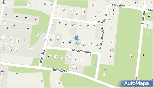 Studzianki, Modrzewiowa, 20, mapa Studzianki