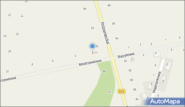 Suszno, Modrzewiowa, 2, mapa Suszno