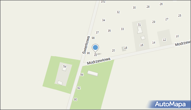 Suszno, Modrzewiowa, 22, mapa Suszno