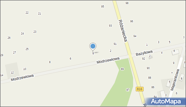 Suszno, Modrzewiowa, 4, mapa Suszno