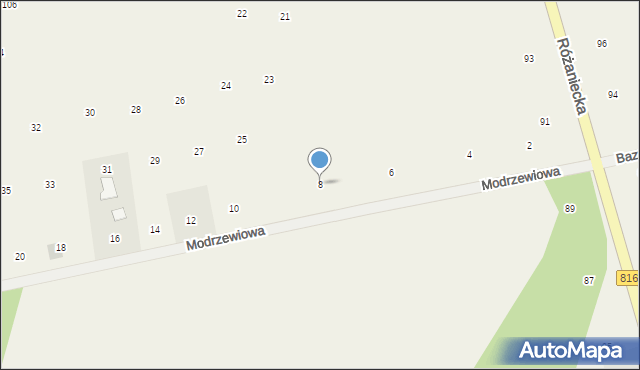 Suszno, Modrzewiowa, 8, mapa Suszno