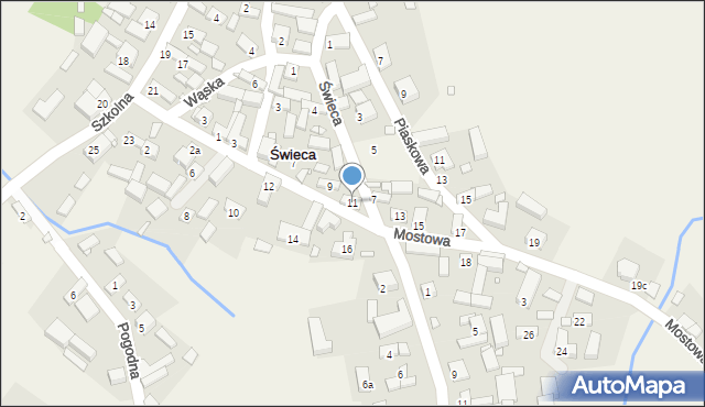 Świeca, Mostowa, 11, mapa Świeca