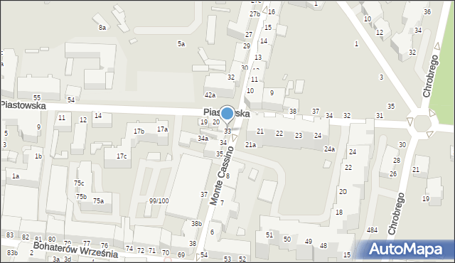 Świnoujście, Monte Cassino, 33, mapa Świnoujście