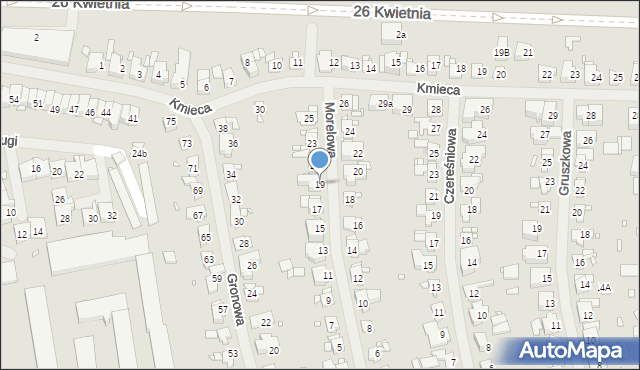 Szczecin, Morelowa, 19, mapa Szczecina