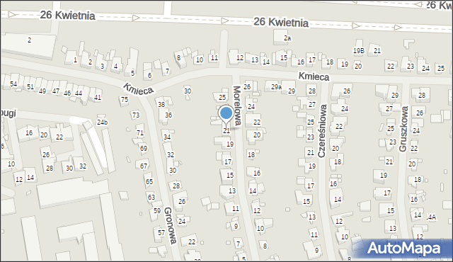 Szczecin, Morelowa, 21, mapa Szczecina