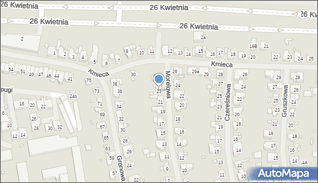 Szczecin, Morelowa, 23, mapa Szczecina