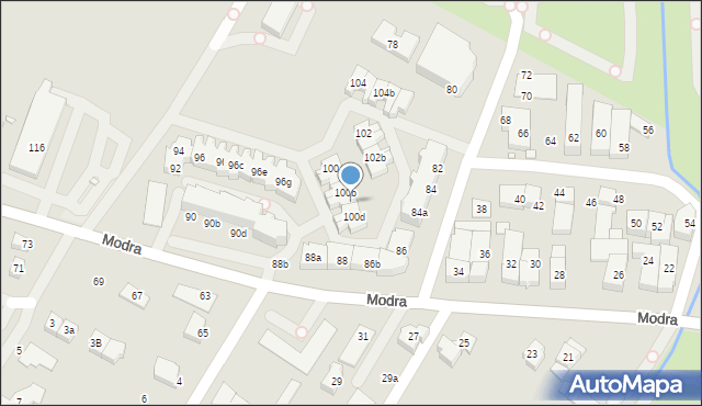 Szczecin, Modra, 100c, mapa Szczecina