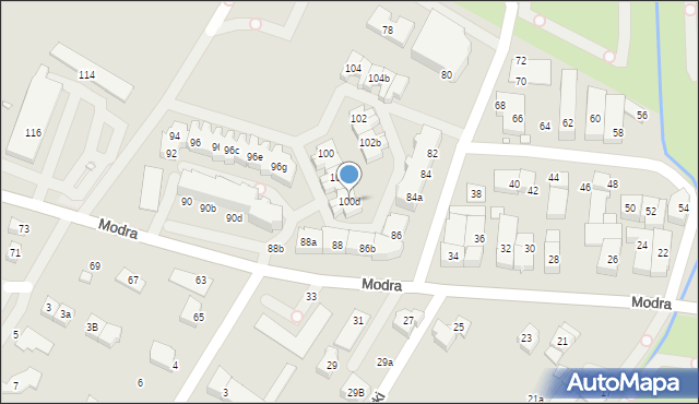 Szczecin, Modra, 100d, mapa Szczecina