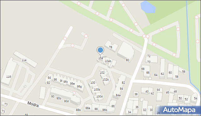 Szczecin, Modra, 104, mapa Szczecina