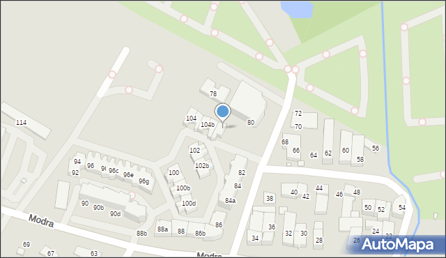 Szczecin, Modra, 104d, mapa Szczecina