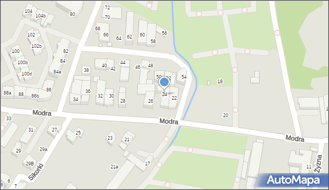 Szczecin, Modra, 24, mapa Szczecina