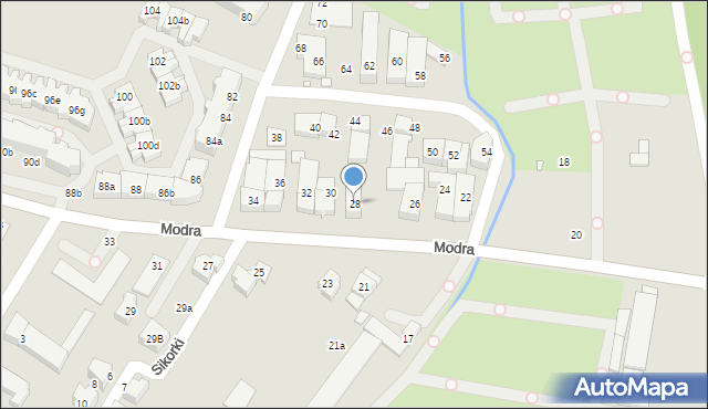 Szczecin, Modra, 28, mapa Szczecina