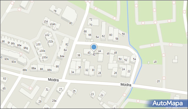 Szczecin, Modra, 42, mapa Szczecina