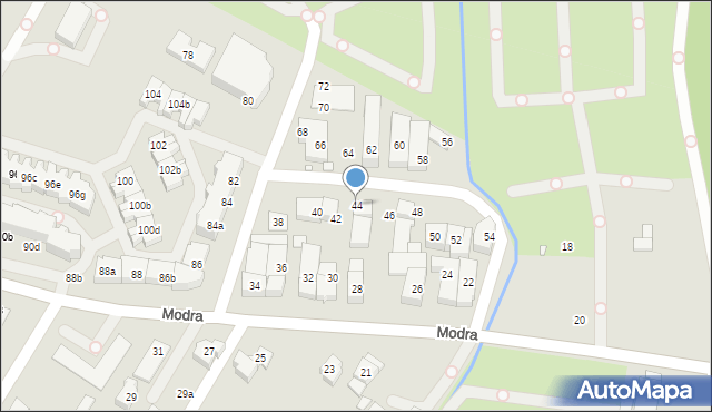 Szczecin, Modra, 44, mapa Szczecina