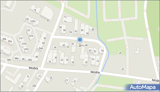 Szczecin, Modra, 46, mapa Szczecina