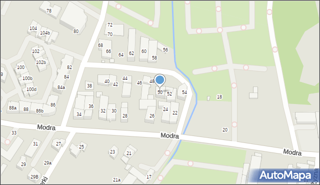 Szczecin, Modra, 50, mapa Szczecina