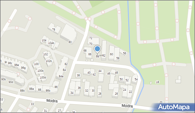 Szczecin, Modra, 64, mapa Szczecina