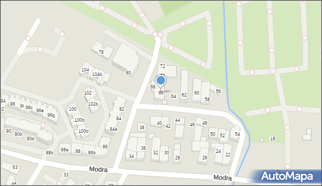 Szczecin, Modra, 66, mapa Szczecina