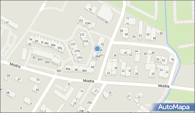 Szczecin, Modra, 84a, mapa Szczecina