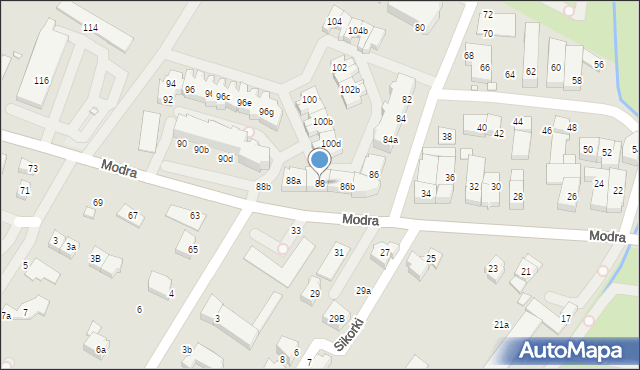 Szczecin, Modra, 88, mapa Szczecina