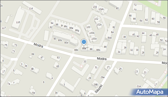 Szczecin, Modra, 88a, mapa Szczecina