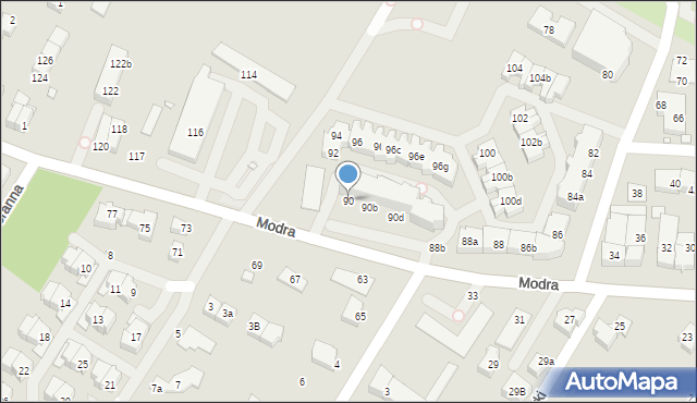 Szczecin, Modra, 90, mapa Szczecina