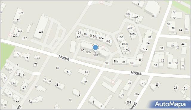 Szczecin, Modra, 90d, mapa Szczecina