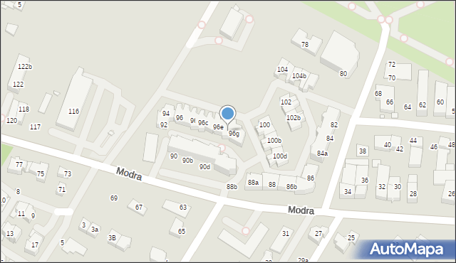 Szczecin, Modra, 96f, mapa Szczecina