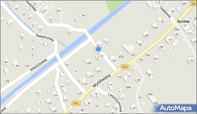 Szczyrk, Modrzewiowa, 1, mapa Szczyrk