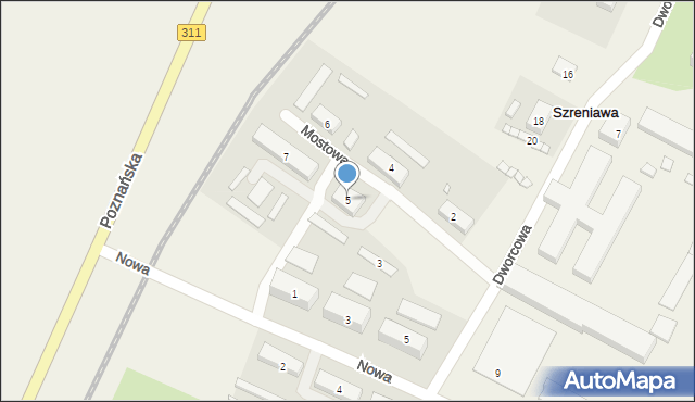 Szreniawa, Mostowa, 5, mapa Szreniawa