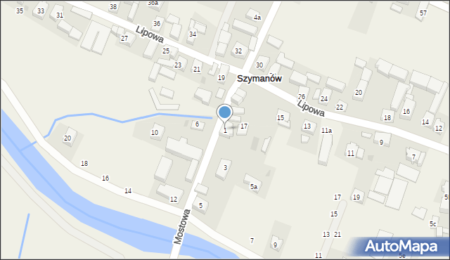 Szymanów, Mostowa, 1, mapa Szymanów