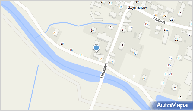 Szymanów, Mostowa, 12a, mapa Szymanów