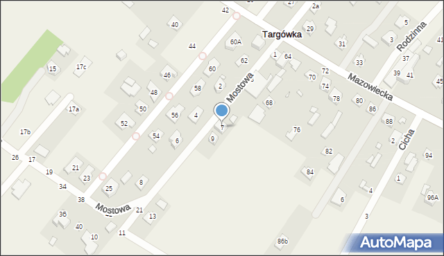 Targówka, Mostowa, 7, mapa Targówka