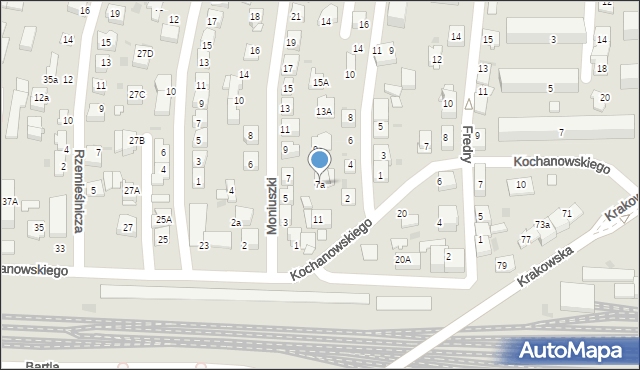 Tarnów, Moniuszki Stanisława, 7a, mapa Tarnów