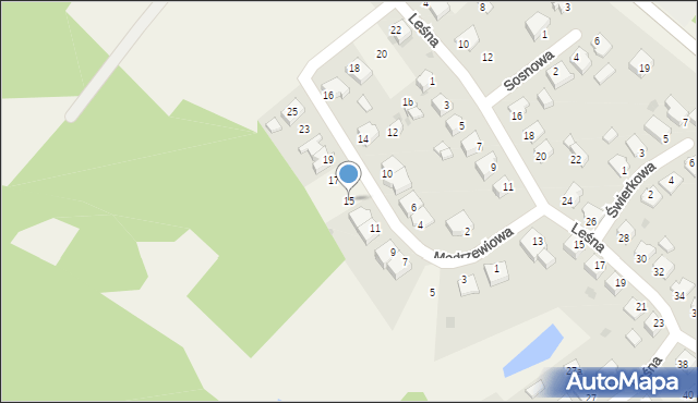 Terespol Pomorski, Modrzewiowa, 15, mapa Terespol Pomorski