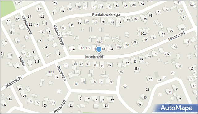 Tomaszów Lubelski, Moniuszki Stanisława, 105, mapa Tomaszów Lubelski