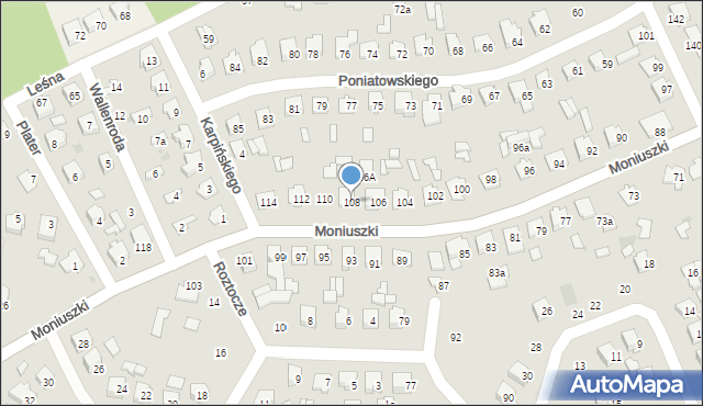 Tomaszów Lubelski, Moniuszki Stanisława, 108, mapa Tomaszów Lubelski