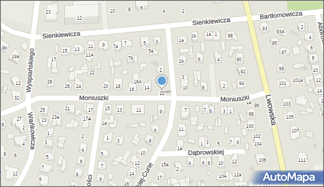 Tomaszów Lubelski, Moniuszki Stanisława, 12, mapa Tomaszów Lubelski