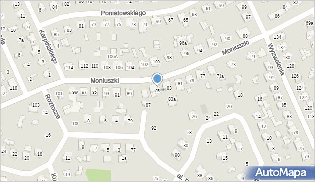 Tomaszów Lubelski, Moniuszki Stanisława, 85, mapa Tomaszów Lubelski