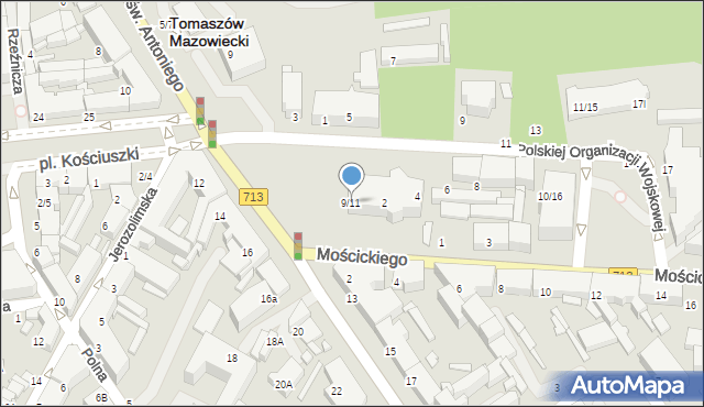 Tomaszów Mazowiecki, Mościckiego Ignacego, prezydenta, 9/11, mapa Tomaszów Mazowiecki