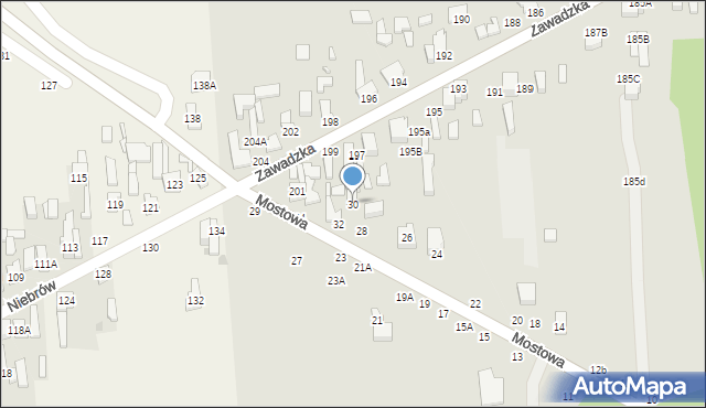 Tomaszów Mazowiecki, Mostowa, 30, mapa Tomaszów Mazowiecki