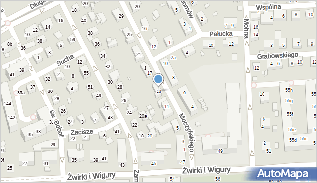 Toruń, Moczyńskiego Zygmunta, 13, mapa Torunia