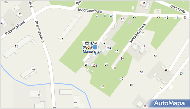 Trzcianki Osada, Modrzewiowa, 16, mapa Trzcianki Osada