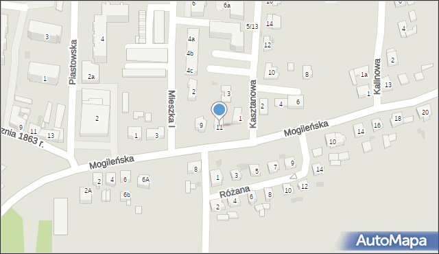 Trzemeszno, Mogileńska, 11, mapa Trzemeszno