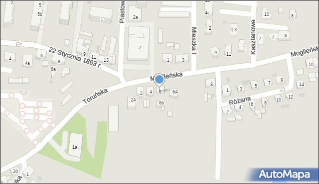 Trzemeszno, Mogileńska, 6, mapa Trzemeszno