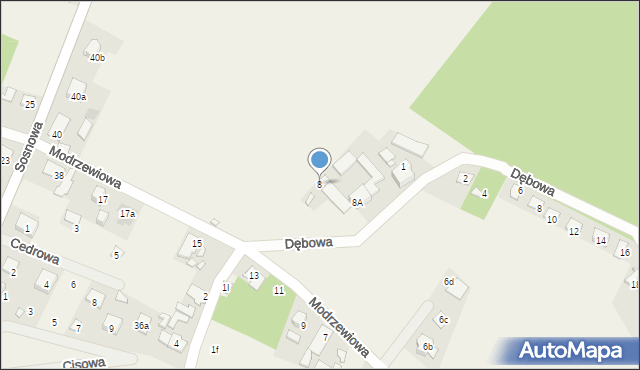 Turawa, Modrzewiowa, 8, mapa Turawa