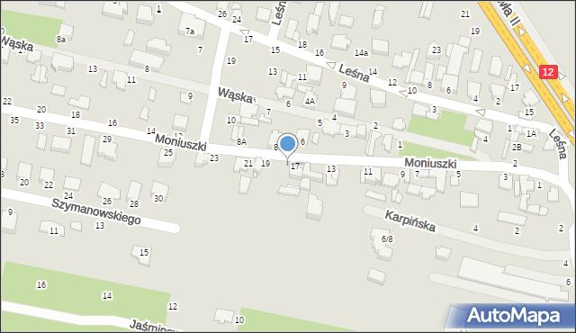Tuszyn, Moniuszki Stanisława, 17a, mapa Tuszyn